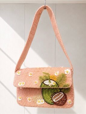 🌴 SOL & MER Beaded Coconut Shoulder Bag